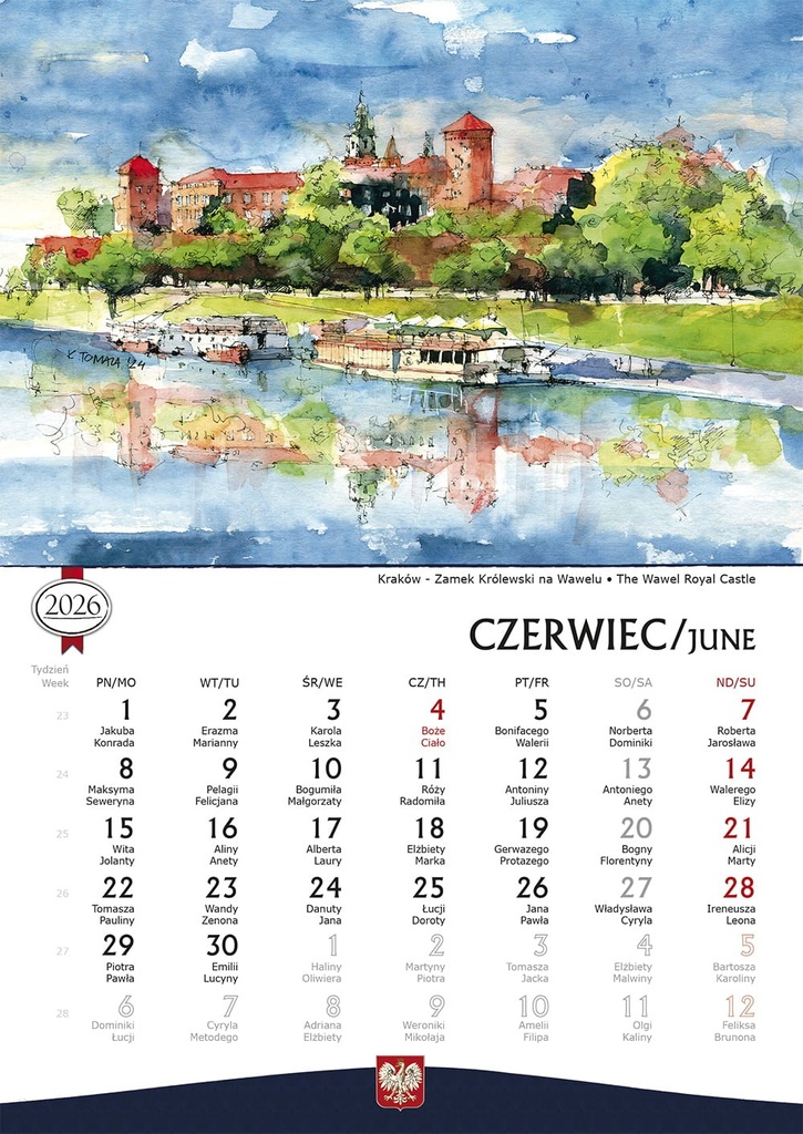 Kalendarz Ścienny 2026 Polska Akwarele Katarzyna Tomala B5