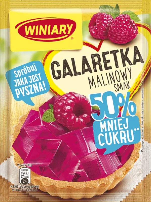 GALARETKA WINIARY 39G MALINOWA 50% MNIEJ CUKRU NESTLE