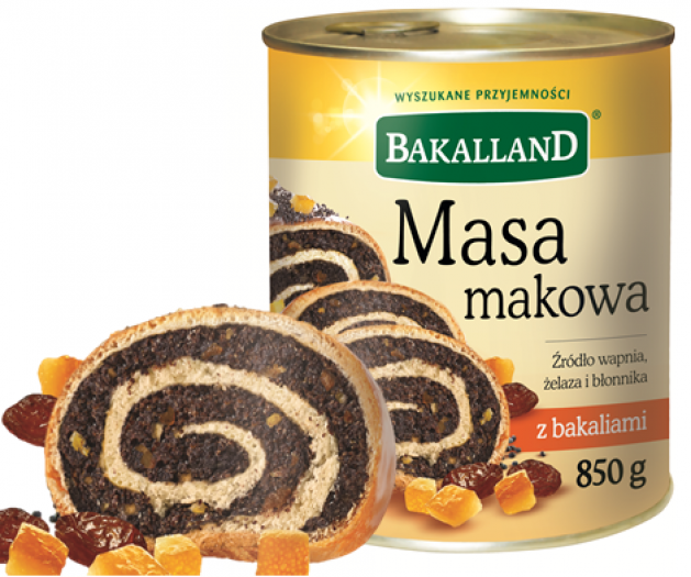 Préparation pour gâteau Makowiec à base de pavot et raisins secs "Bakalland" 850g