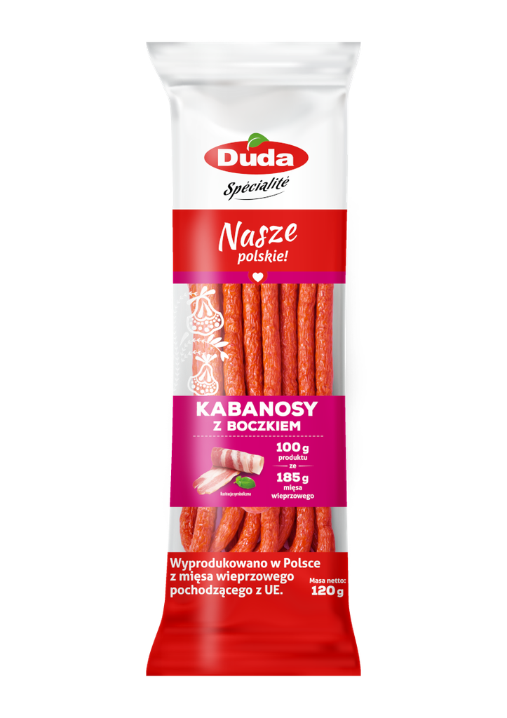 Kabanosy Saucisses fines de porc au bacon 95g Duda