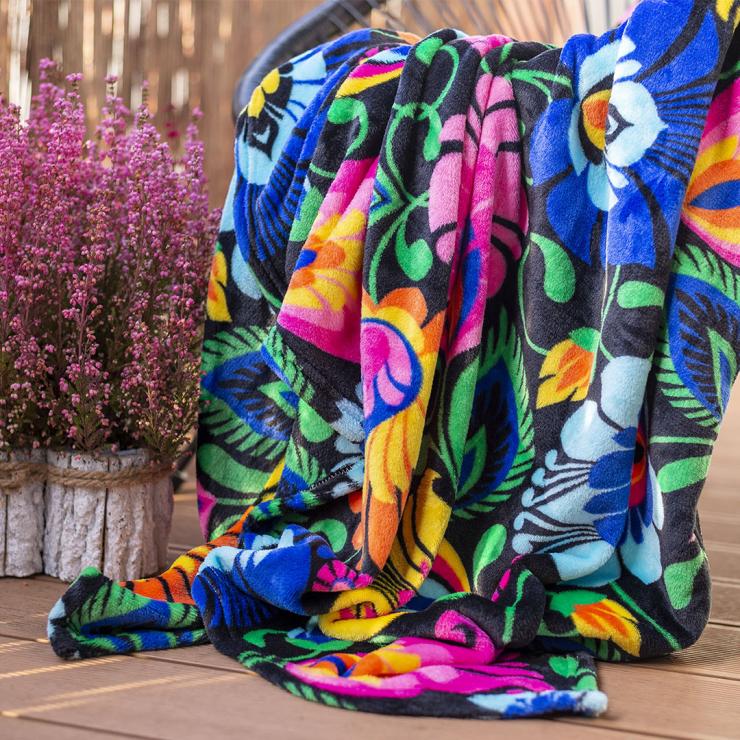 Koc FOL 150x200 łowicki czarny