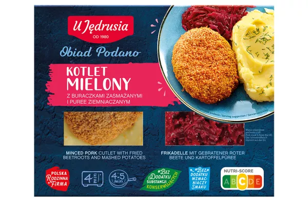 Côtelette hachée avec pommes de terre et betteraves rouges U Jędrusia 400 g
