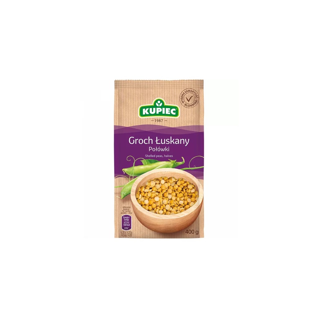 [r004-03-00155-] Groch łuskany połówki Kupiec 400 g