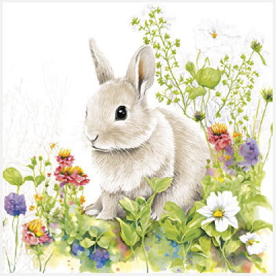 SERVIETTES EN PAPIER PÂQUES Lapin 20 pièces
