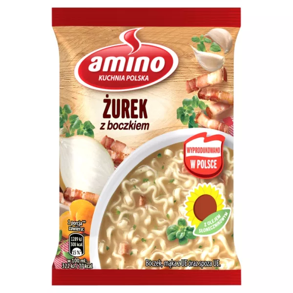 [r007-01-00257-] Soupe instantanée 65 g Nouilles Żurek au bacon Amino
