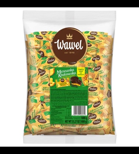 [r009-01-00364-] Bonbons en vrac assortiment de Cracovie ananas 1kg Wawel