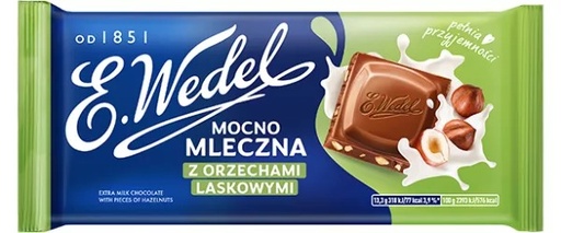 [r008-01-00290-] Chocolat 80g Lait Intense aux Noisettes Wedel