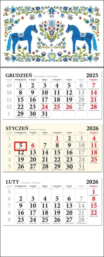 Calendrier Mural Triplé Kaszuby 01 2026