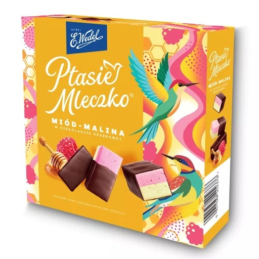 [r008-01-00234-r006-293] Ptasie Mleczko Miód Malina Wedel 340 g