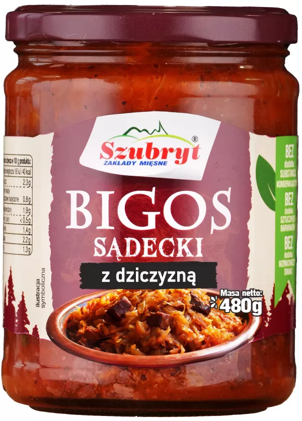 [r002-03-00040-r002-058-2] Bigos Sądecki Szubryt z dziczyzną 480 g
