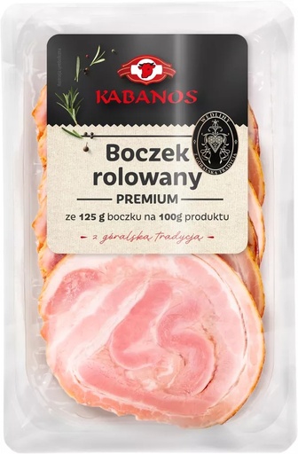 Boczek rolowany plastry 100g Kabanos Jabłonka