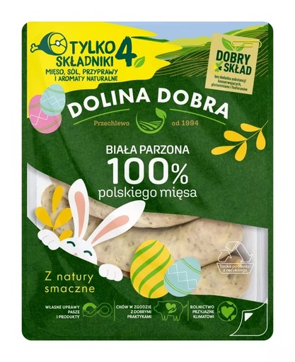 [rc01-01-00503-5] Kiełbasa Biała Parzona 375g Dolina Dobra