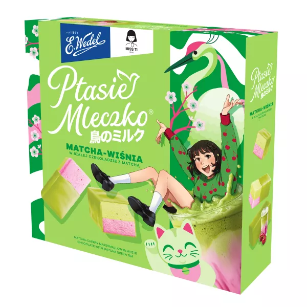 Ptasie Mleczko Wiśnia w Białej Czekoladzie z Matcha Wedel 340 g