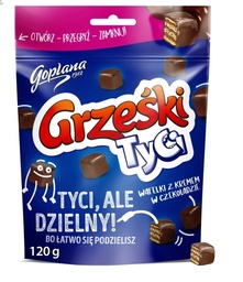 [00257-2] Grześki Tyci Gaufrettes au Crème au Goût Cacao en Chocolat Noir 120g