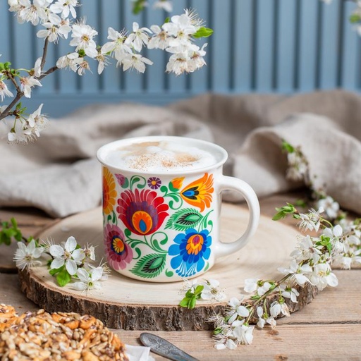 [F25526] Tasse FOL Bogdan de la région łowicki blanche 350ml