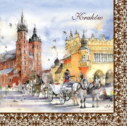 [r009-01-00296-00321-5] Serwetki papierowe Kraków Akwarele